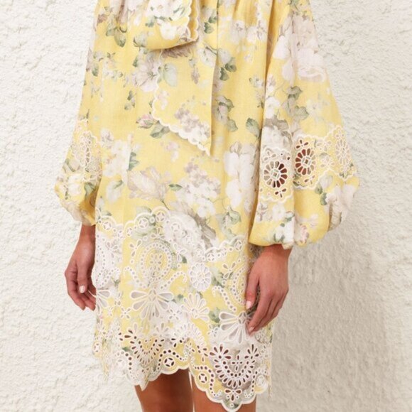 Zimmerman Summer Fashion Retro Linen Embroidery Yellow Short Skirt - Picture 6 of 7